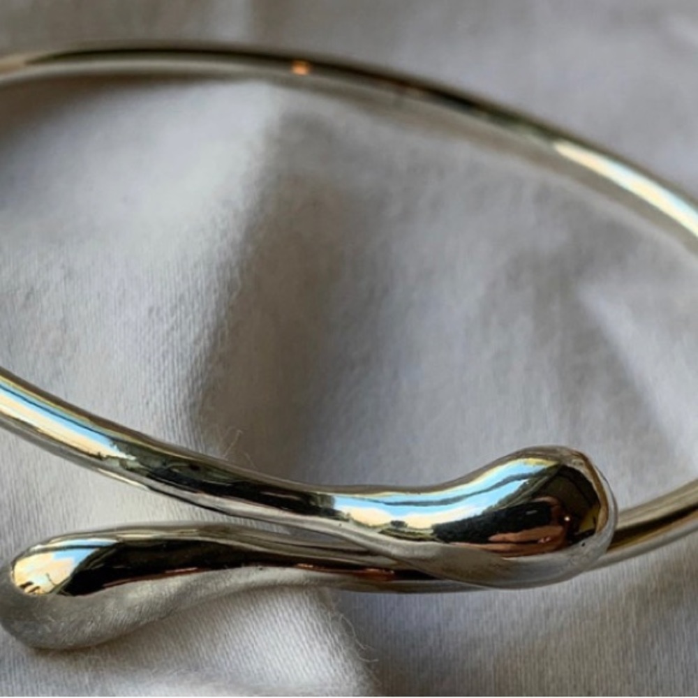Vintage Sterling Silver Solid Stacker Bangle Brac… - image 2